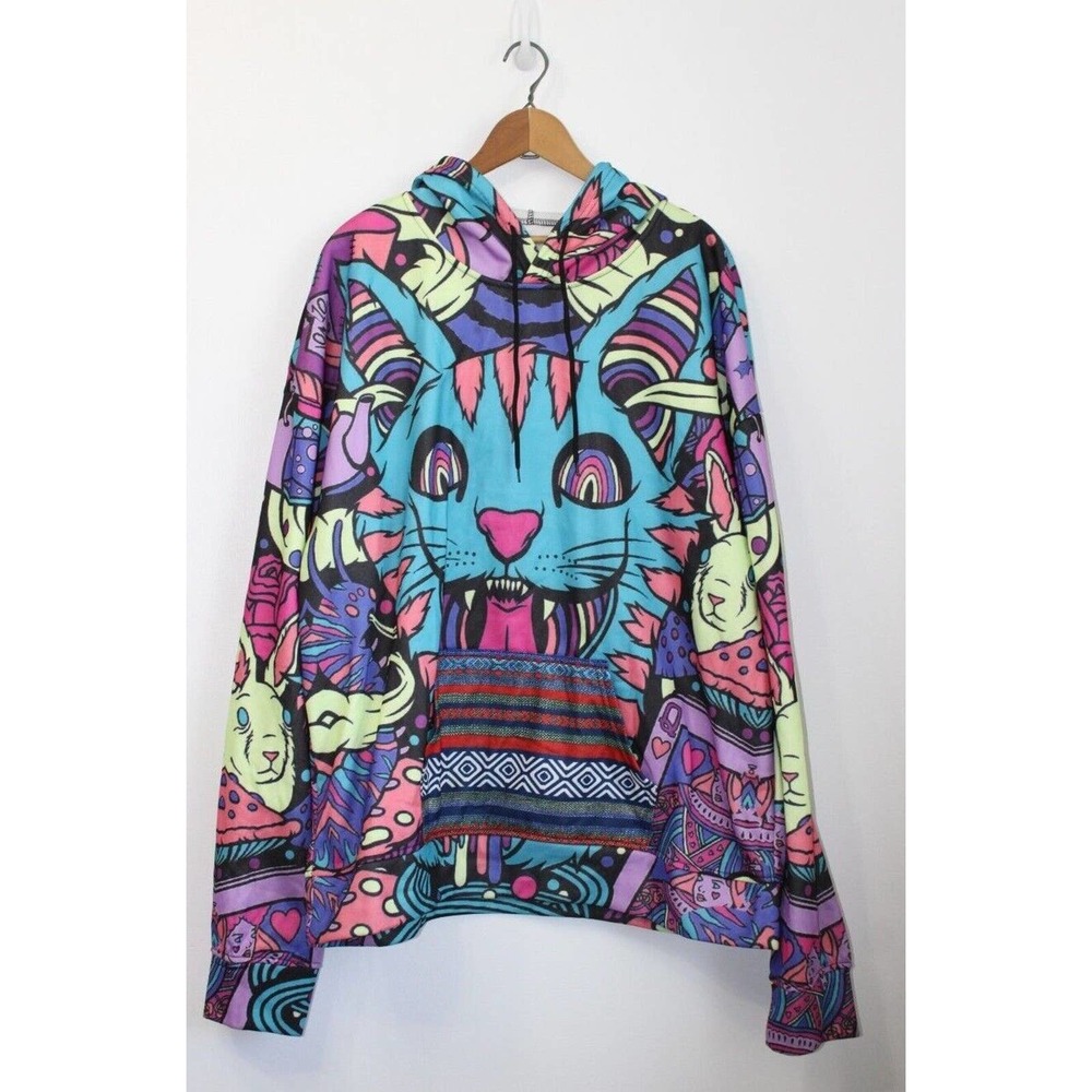 Unique Unbranded Alice in Wonderland Hoodie, Cheshire Cat, Cards, Bunny, Etc 3XL